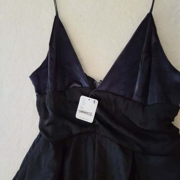 Free People Skylie Saylor Romper 10 Black Dressy Night Out Velvety Pockets NWT - Picture 6 of 14